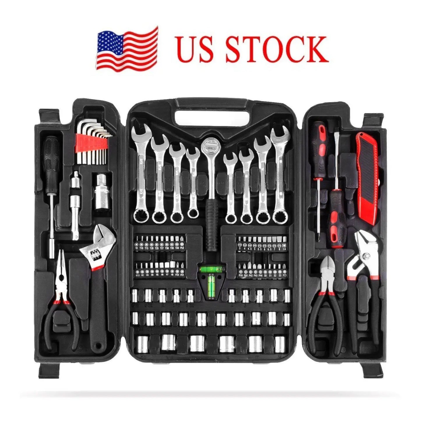 95PCS Mechanics Tool Set, General Purpose Mixed Sockets and Wrenches