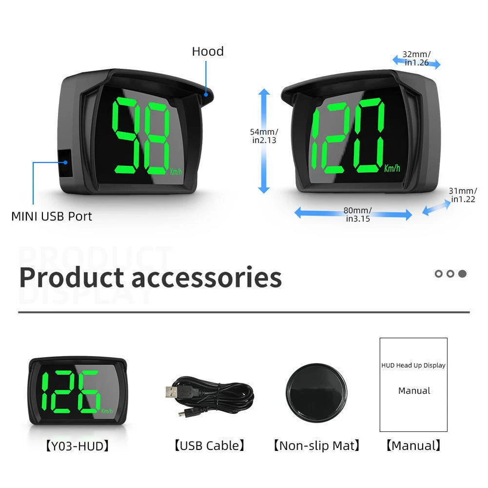 Car GPS HUD Head Up Display Digital Speedometer