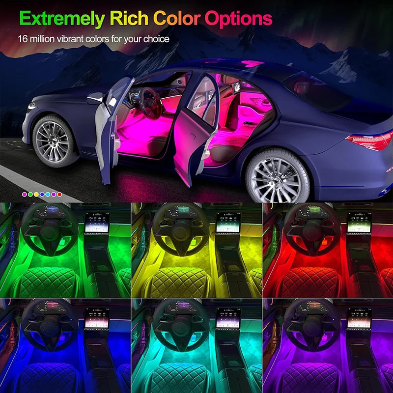 Ambient Light Car Interior APP 3 Key Remote Control Neon LED Lamp