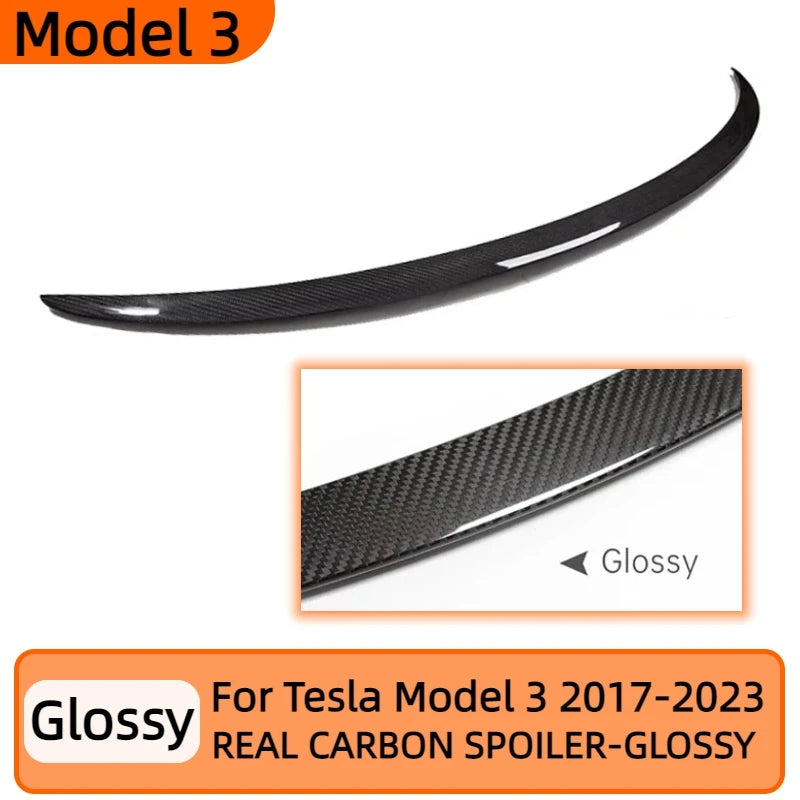 Real Carbon Fiber 2023 For Tesla Mode 3 Model Y Trunk Wing Spoiler