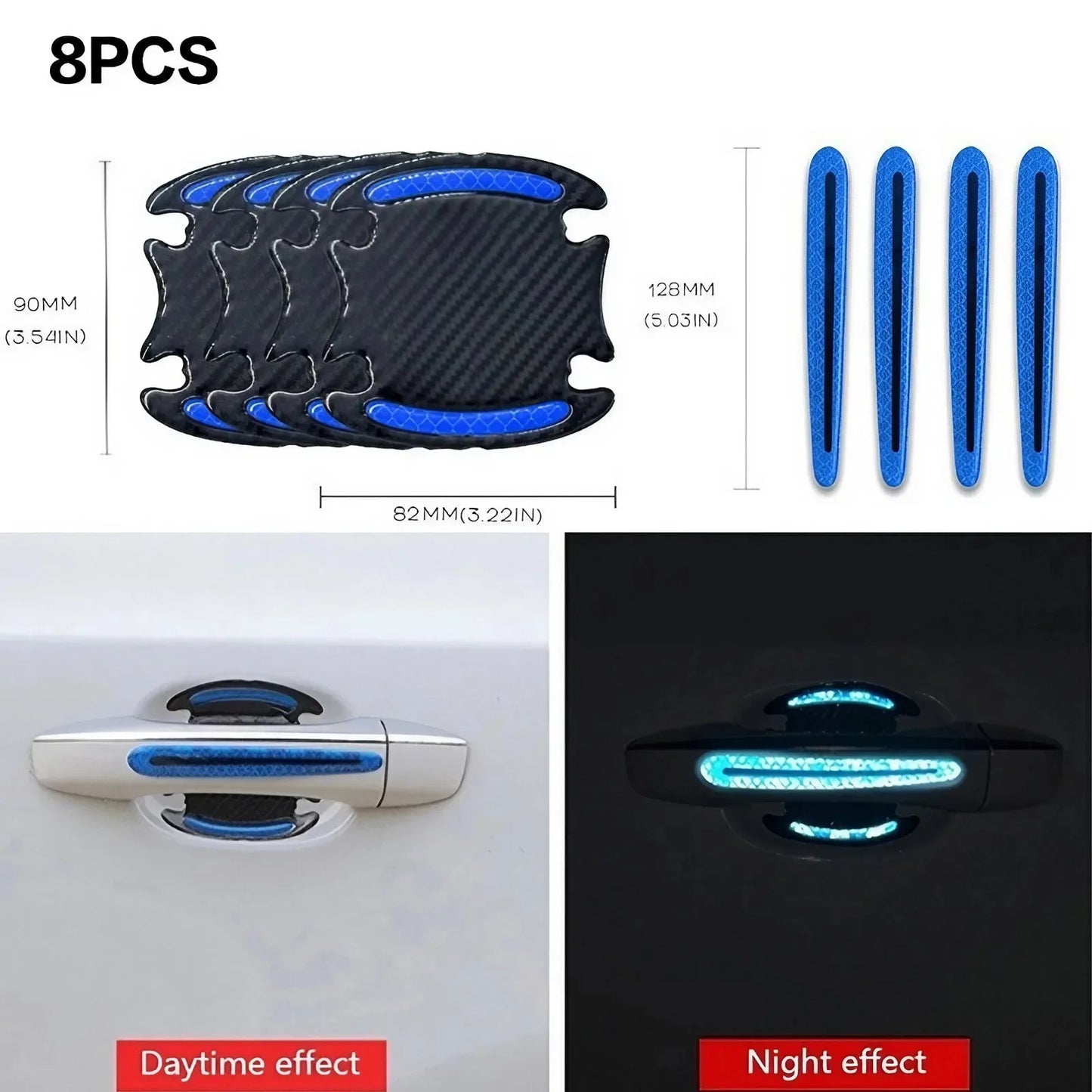 4/8PCS Universal Carbon Fiber Car Door Handle Scratch Protector