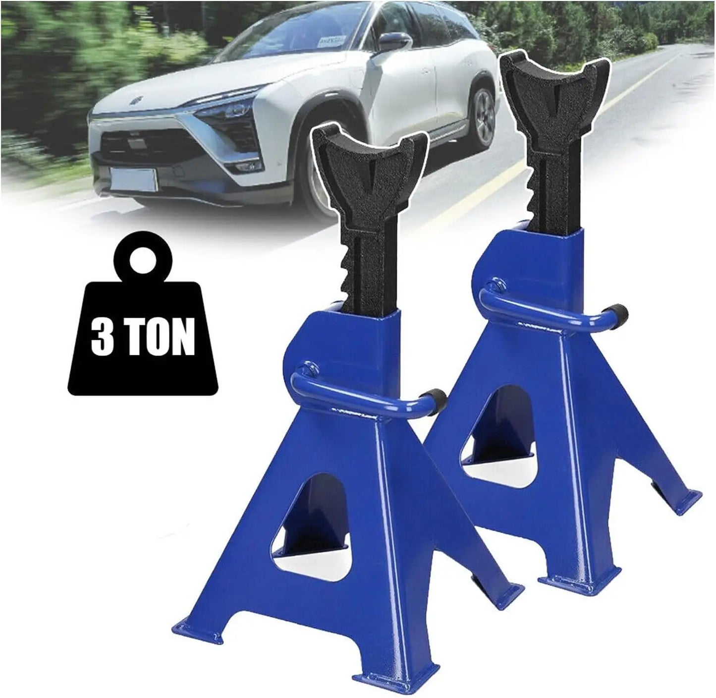 DayPlus 2pc 3 Ton Heavy Duty Steel Axle Stands for Car, Van