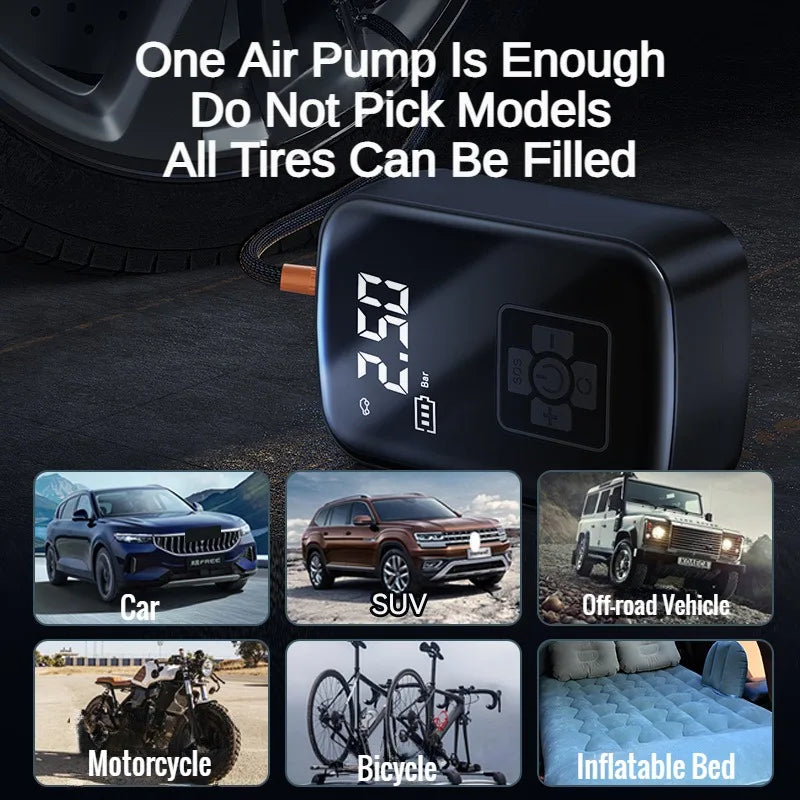 Car Air Pump Air Compressor 12V 150PSI Electric Wireless Portable Tire Inflator