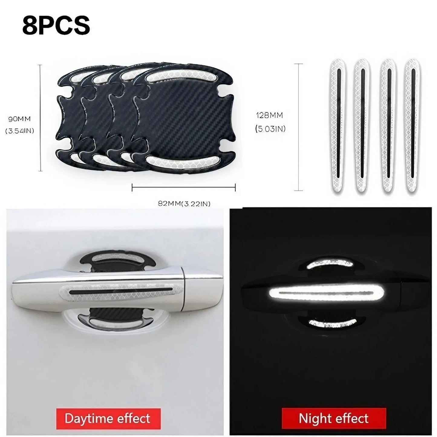 4/8PCS Universal Carbon Fiber Car Door Handle Scratch Protector