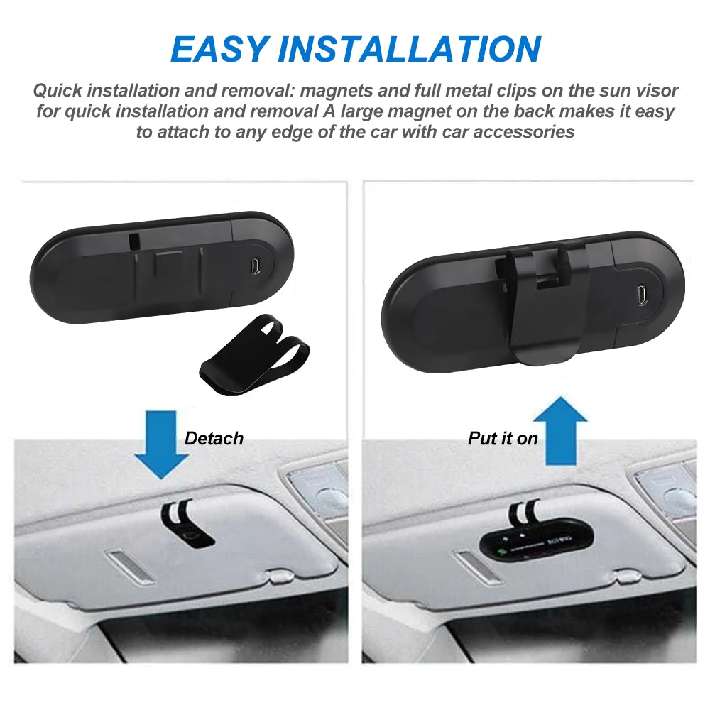 Wireless Bluetooth Car Kit Handsfree Speakerphone Sun Visor Speaker