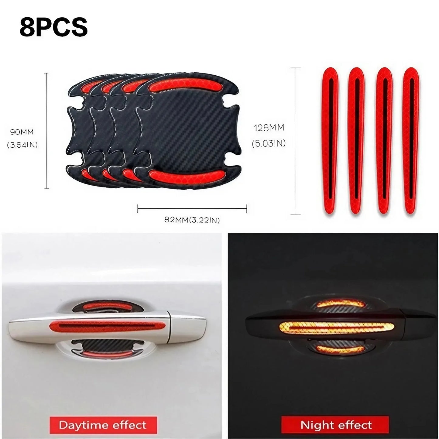 4/8PCS Universal Carbon Fiber Car Door Handle Scratch Protector