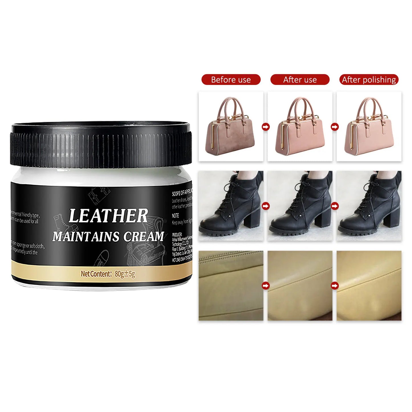 Leather Cream Leather Conditioner for Car Seats Polishing